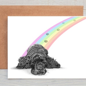 Cocker Spaniel Preto Cão deitado cartão de condolências/condolências/perda/nota (pode ser personalizado)