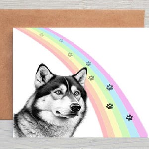 Biglietto di condoglianze/perdita/nota per cane Husky (n. 3) (può essere personalizzato)