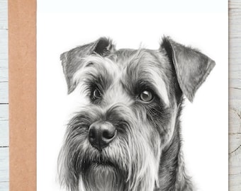 Schnauzer (No.7) dog art Greetings/Note Card (can be personalised)