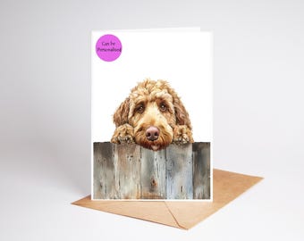 Labradoodle (no.2) Dog art coloured Large A5 size Greetings/Note Card (can be personalised)