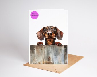 Dachshund (no.3) Dog art coloured Large A5 size Greetings/Note Card (can be personalised)