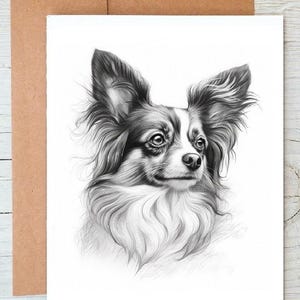 Papillon dog art Greetings/Note Card (can be personalised) / art print