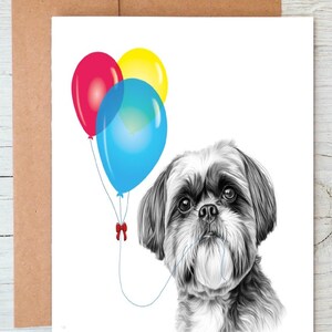 Shih Tzu (no. 3) Art chien Anniversaire | Félicitations | Bravo/Carte de correspondance (peut être personnalisée)