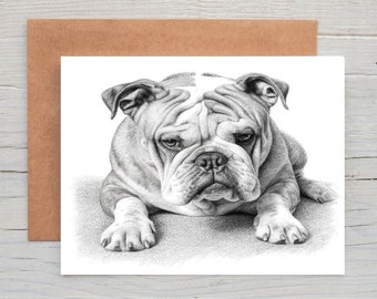 Bulldog (no. 9) dog birthday greetings note card (can be personalised)
