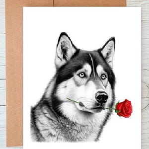 Husky (n. 3) cane Love Card Biglietto di San Valentino, Anniversario Biglietto di nozze Biglietto d'auguri/biglietto di auguri (personalizzabile)