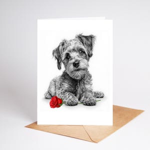Jack Russell Jackapoo (no. 1) terrier dog Love Card Valentines Card, Anniversary Wedding Card art Greetings/Note Card (can be personalised)