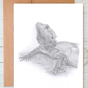 Bearded Dragon Kunst Grüße / Grußkarte / Druck (kann personalisiert werden)
