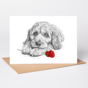 Tarjeta de amor Cockerpoo Cockapoo (n.° 7) Cavapoo Tarjeta de San Valentín Tarjeta de aniversario Tarjeta de boda Arte Tarjeta de felicitación/nota (se puede personalizar)