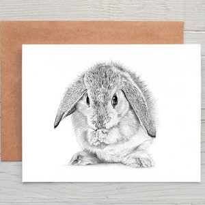 Karte mit Lop Eared Bunny Kaninchen, bunnie (no.5) Art Greetings / Note Card / Print (personalisierbar)