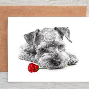 Chien schnauzer (n° 9) carte d'amour, carte de Saint-Valentin, carte d'anniversaire, carte de mariage art salutations/carte de correspondance (peut être personnalisé)