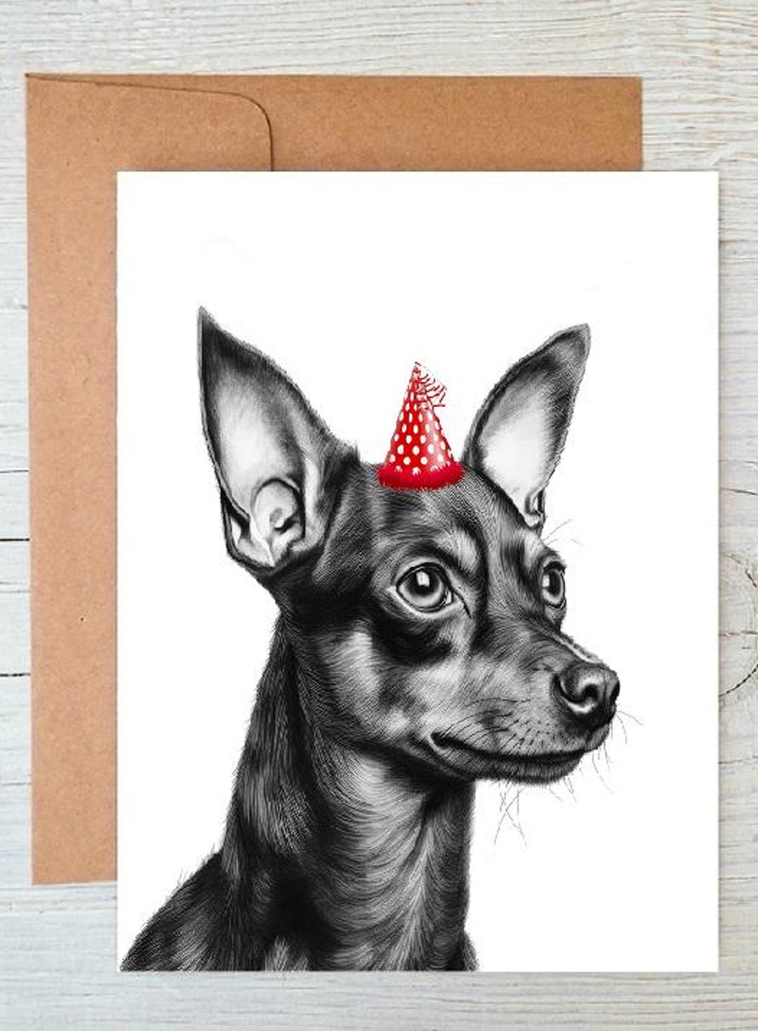 Note Pincher Miniature Pinscher (no.2) Dog Art Birthday Greetings/note Card (can Be ...