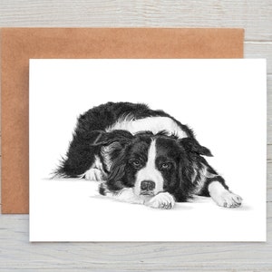 Art de chien de chien de berger de border collie (n°6) salutations/carte de note/impression (peut être personnalisé)