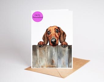 Dachshund (no.2) Dog art coloured Large A5 size Greetings/Note Card (can be personalised)
