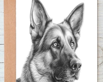 German Shepherd (no. 12) dog birthday greetings note card (can be personalised)