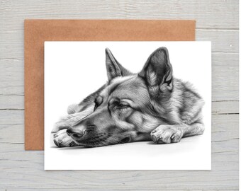 German Shepherd (no. 8) dog birthday greetings note card (can be personalised)