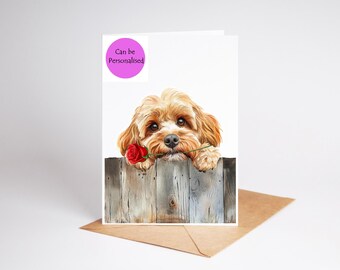 Cockapoo Cockerpoo 1 dog Love, Valentines Card, Anniversary, Wedding art Greetings/Note Card (can be personalised)