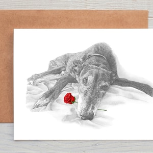 Greyhound lurcher (no. 10) Hund Liebeskarte, Valentinskarte, Hochzeitskarte, Hochzeitskarte, Gruß- / Notizkarte (kann personalisiert werden)