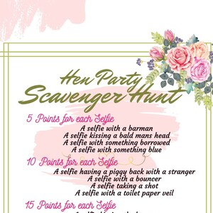 Hen Party Selfie Scavenger Hunt