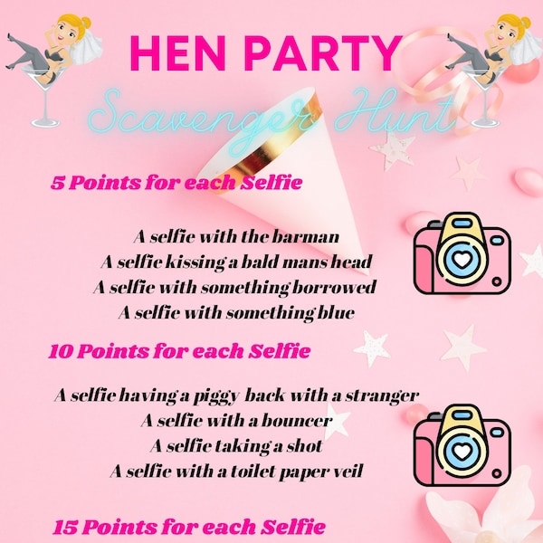 Hen Party Selfie Scavenger Hunt