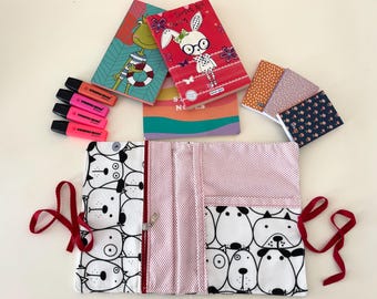 Handmade Dog Book Sleeve – A5 Organizer with Zipper Pocket