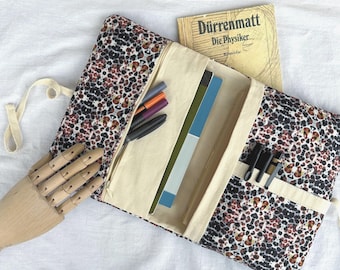 Handmade Leopard Print Book Sleeve – A5 Organizer with Zippered Pocket
