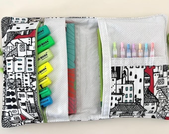 Handmade A5 Book Sleeve – Black & White Organizer with Zipper Pocket