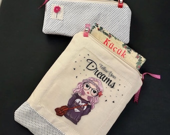 Clean Girl Book Pouch and Pencil Case Set | Zippered Stationery Organizer