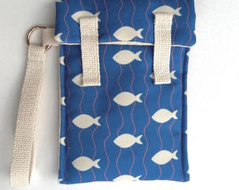 Handmade Padded Kobo, Kindle Sleeve, Retro Fish Fabric Kindle Pouch