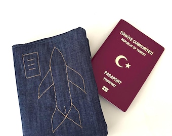 Handmade Embroidered Passport Cover - Travel wallet