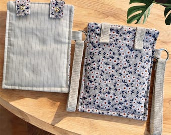 Handmade Padded Kobo, Remarkable Sleeve, Floral Linen Kindle Pouch with Strap