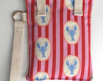 Handmade Padded Kobo, Remarkable Sleeve. Retro Lobster Kindle Pouch with Strap