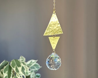 Crystal and Brass Suncatcher, Mothers day gift , Crystal Gemstone Suncatcher, Crystal prism, Rainbow maker, Window Decoration, Gift for her