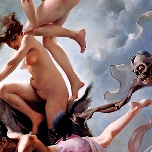 Witch Sabbath Poster Luis Ricardo Falero Poster Witches Going To Their Sabbath 1878 UK, EU USA Domestic Shipping