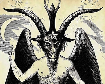 Baphomet Poster, Parchment Devil Halloween Wall Art, Satanic Goat Giant Poster UK, EU USA Domestic Shipping