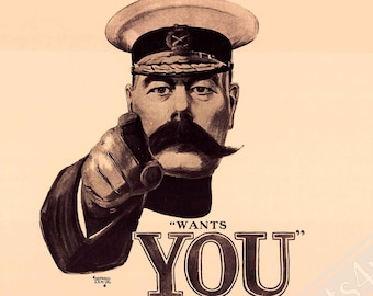 Lord Kitchener Poster, World War 1 Poster Print, Vintage Uk World War 1 Propaganda / Patriotism UK, EU USA Domestic Shipping