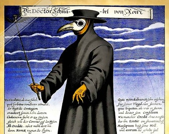 Plague Doctor Poster - Plague Doctor Print - Dr Beak Circa 1660 UK, EU USA Domestic Shipping