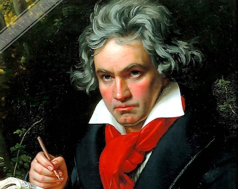 Beethoven Poster, 18th Century Composer, Vintage Portrait Print - Ludwig Van Beethoven Print UK, EU USA Domestic Shipping