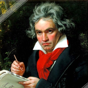 Beethoven Poster, 18th Century Composer, Vintage Portrait Print - Ludwig Van Beethoven Print UK, EU USA Domestic Shipping