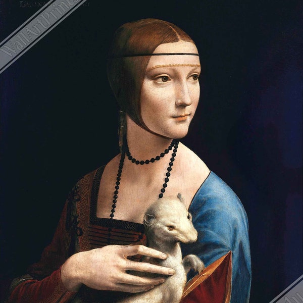 Lady With An Ermine Poster, Leonardo Da Vinci - Lady With Ermine Print UK, EU USA Domestic Shipping