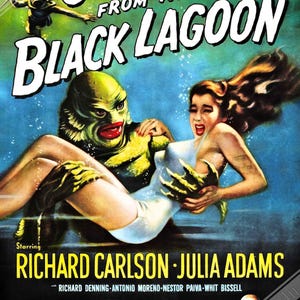 Creature From The Black Lagoon Poster, Vintage Horror Movie Poster 1954