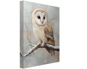 Barn Owl Wall Art – Autumn Wildlife Bird Canvas Print – Mystical Forest ...