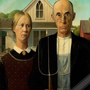 American Gothic Poster, Grant Wood 1930 - American Gothic Print UK, EU USA Domestic Shipping