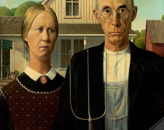 American Gothic Poster, Grant Wood 1930 - American Gothic Print UK, EU USA Domestic Shipping