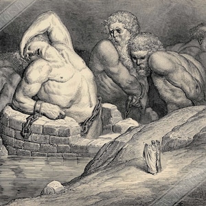 Divine Comedy Poster The Titans Imprisoned In Hell Gustave Dore Inferno Illustration UK, EU USA Domestic Shipping