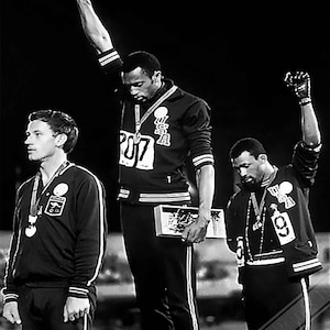 Black History Poster, Famous Photo Print From 1968 In Black & White Vintage Black History Salute Poster