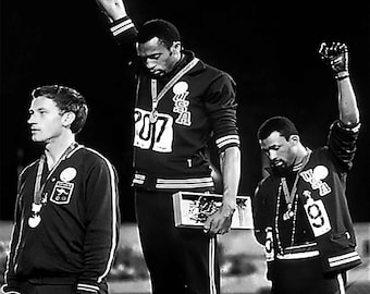 Black History Poster, Famous Photo Print From 1968 In Black & White Vintage Black History Salute Poster