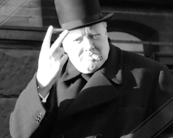 Winston Churchill Poster, V Day V Sign, Vintage Photo - Winston Churchill Print UK, EU USA Domestic Shipping