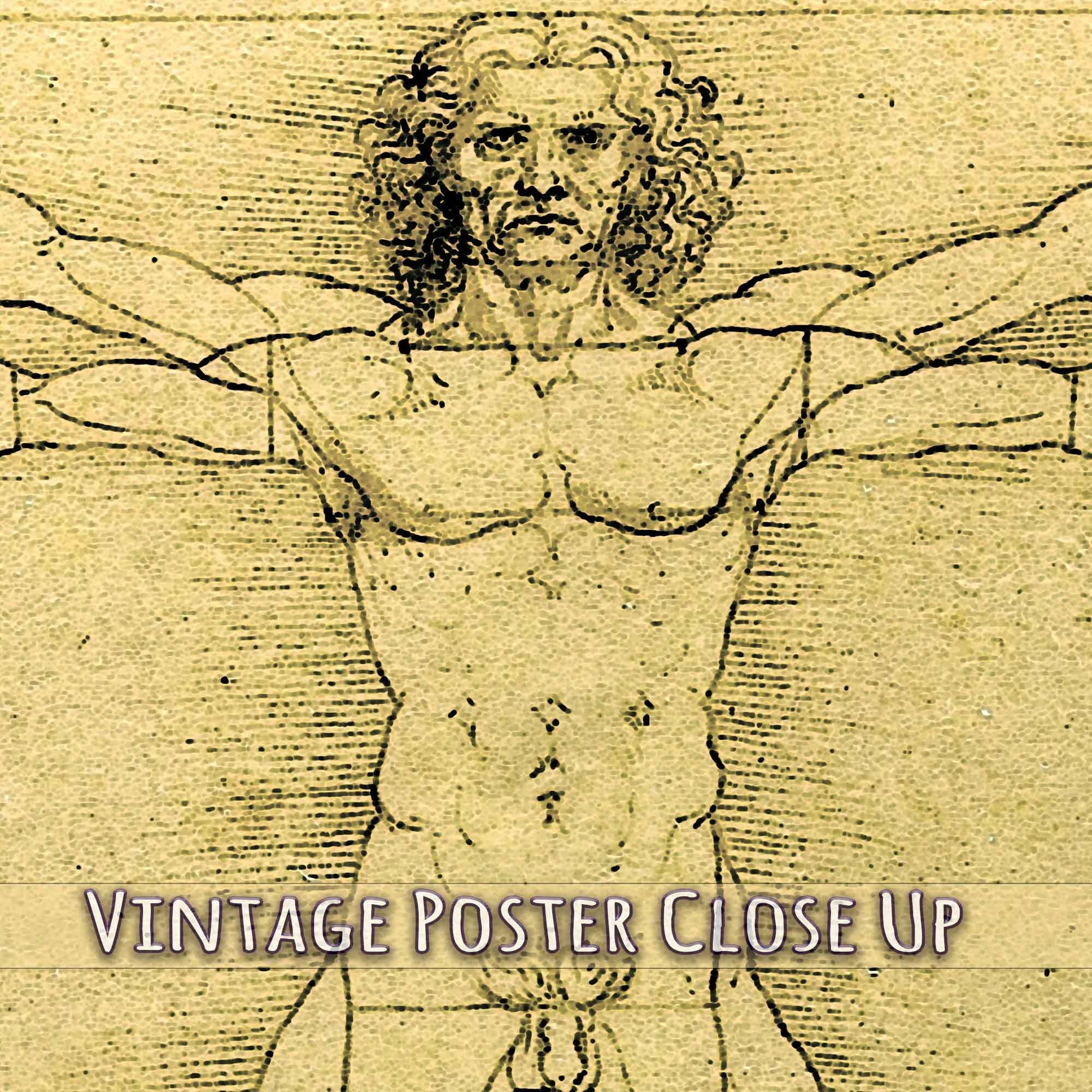 Vitruvian Man Print, Leonardo Da Vinci 1490, Vintage Vitruvian Man Poster Print UK, EU USA ...