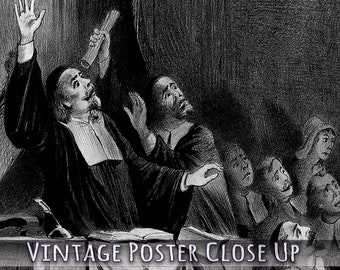 Salem Witch Trials Poster: Vintage Courtroom Scene