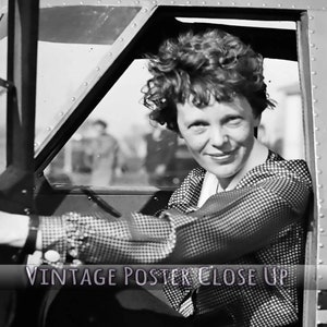 Amelia Earhart Poster, American Aviatrix Author, Vintage Photo Print UK, EU USA Domestic Shipping